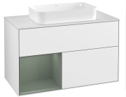 Тумба под раковину Villeroy & Boch Finion 100х50,1 см с подсветкой МДФ глянцевый белый лак/стекло белое матовое G241GMGF