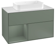 Тумба под раковину Villeroy & Boch Finion 100х50,1 см с подсветкой МДФ оливковый матовый лак/стекло белое матовое G241GMGM