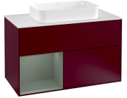 Тумба під раковину Villeroy & Boch Finion 100х50,1 см з підсвічуванням МДФ півонія матовий лак/скло біле матове G241GMHB