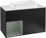 Тумба под раковину Villeroy & Boch Finion 100х50,1 см с подсветкой МДФ черный матовый лак/стекло белое матовое G241GMPD