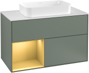 Тумба под раковину Villeroy & Boch Finion 100х50,1 см с подсветкой МДФ оливковый матовый лак/стекло белое матовое G241HFGM