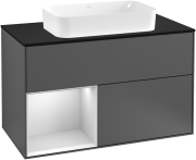 Тумба под раковину Villeroy & Boch Finion 100х50,1 см с подсветкой МДФ антрацит матовый лак/стекло черное матовое G242MTGK