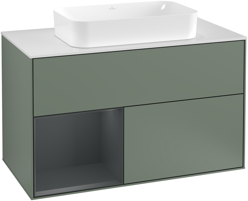 Тумба под раковину Villeroy & Boch Finion 100х50,1 см с подсветкой МДФ оливковый матовый лак/стекло белое матовое G241HGGM