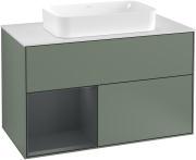 Тумба под раковину Villeroy & Boch Finion 100х50,1 см с подсветкой МДФ оливковый матовый лак/стекло белое матовое G241HGGM