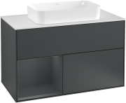 Тумба под раковину Villeroy & Boch Finion 100х50,1 см с подсветкой МДФ темно-синий матовый лак/стекло белое матовое G241HGHG