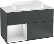 Тумба под раковину Villeroy & Boch Finion 100х50,1 см с подсветкой МДФ темно-синий матовый лак/стекло белое матовое G241MTHG