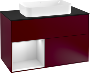 Тумба под раковину Villeroy & Boch Finion 100х50,1 см с подсветкой МДФ пион матовый лак/стекло черное матовое G242MTHB