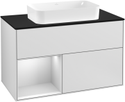 Тумба під раковину Villeroy & Boch Finion 100х50,1 см із підсвічуванням МДФ білий матовий лак/скло чорне матове G242MTMT