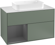 Тумба під раковину Villeroy & Boch Finion 100х50,1 см із підсвічуванням МДФ оливковий матовий лак/скло біле матове G241GKGM