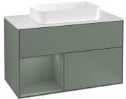 Тумба под раковину Villeroy & Boch Finion 100х50,1 см с подсветкой МДФ оливковый матовый лак/стекло белое матовое G241GMGM