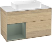 Тумба під раковину Villeroy & Boch Finion 100х50,1 см із підсвічуванням МДФ шпон дуба/скло біле матове G241GMPC