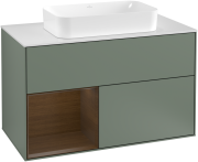 Тумба під раковину Villeroy & Boch Finion 100х50,1 см із підсвічуванням МДФ оливковий матовий лак/скло біле матове G241GNGM