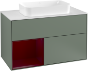 Тумба під раковину Villeroy & Boch Finion 100х50,1 см із підсвічуванням МДФ оливковий матовий лак/скло біле матове G241HBGM