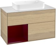 Тумба під раковину Villeroy & Boch Finion 100х50,1 см із підсвічуванням МДФ шпон дуба/скло біле матове G241HBPC