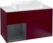 Тумба под раковину Villeroy & Boch Finion 100х50,1 см с подсветкой МДФ пион матовый лак/стекло белое матовое G241HGHB