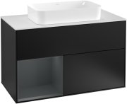 Тумба под раковину Villeroy & Boch Finion 100х50,1 см с подсветкой МДФ черный матовый лак/стекло белое матовое G241HGPD