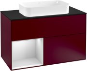 Тумба під раковину Villeroy & Boch Finion 100х50,1 см з підсвічуванням МДФ півонія матовий лак/скло чорне матове G242MTHB