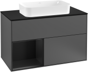 Тумба под раковину Villeroy & Boch Finion 100х50,1 см с подсветкой МДФ антрацит матовый лак/стекло черное матовое G242PDGK