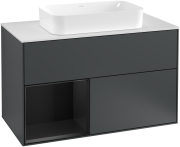 Тумба под раковину Villeroy & Boch Finion 100х50,1 см с подсветкой МДФ темно-синий матовый лак/стекло белое матовое G241PDHG