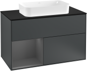 Тумба под раковину Villeroy & Boch Finion 100х50,1 см с подсветкой МДФ темно-синий матовый лак/стекло черное матовое G242GKHG