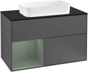 Тумба под раковину Villeroy & Boch Finion 100х50,1 см с подсветкой МДФ антрацит матовый лак/стекло черное матовое G242GMGK