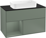 Тумба под раковину Villeroy & Boch Finion 100х50,1 см с подсветкой МДФ оливковый матовый лак/стекло черное матовое G242GMGM