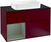 Тумба под раковину Villeroy & Boch Finion 100х50,1 см с подсветкой МДФ пион матовый лак/стекло черное матовое G242GMHB