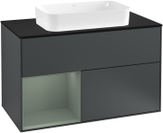 Тумба под раковину Villeroy & Boch Finion 100х50,1 см с подсветкой МДФ темно-синий матовый лак/стекло черное матовое G242GMHG