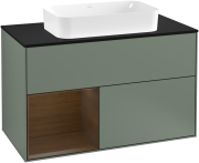 Тумба под раковину Villeroy & Boch Finion 100х50,1 см с подсветкой МДФ оливковый матовый лак/стекло черное матовое G242GNGM