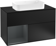 Тумба под раковину Villeroy & Boch Finion 100х50,1 см с подсветкой МДФ черный матовый лак/стекло черное матовое G242HGPD