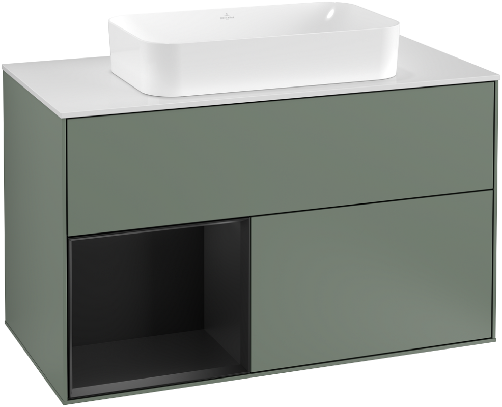 Тумба под раковину Villeroy & Boch Finion 100х50,1 см с подсветкой МДФ оливковый матовый лак/стекло белое матовое G241PDGM