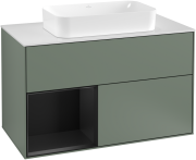 Тумба под раковину Villeroy & Boch Finion 100х50,1 см с подсветкой МДФ оливковый матовый лак/стекло белое матовое G241PDGM