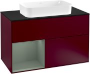 Тумба под раковину Villeroy & Boch Finion 100х50,1 см с подсветкой МДФ пион матовый лак/стекло черное матовое G242GMHB