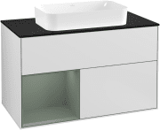 Тумба под раковину Villeroy & Boch Finion 100х50,1 см с подсветкой МДФ белый матовый лак/стекло черное матовое G242GMMT