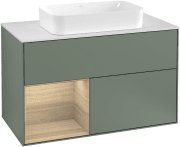 Тумба под раковину Villeroy & Boch Finion 100х50,1 см с подсветкой МДФ оливковый матовый лак/стекло белое матовое G241PCGM