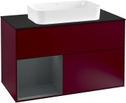 Тумба под раковину Villeroy & Boch Finion 100х50,1 см с подсветкой МДФ пион матовый лак/стекло черное матовое G242HGHB