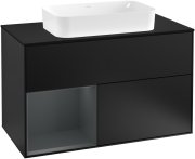 Тумба під раковину Villeroy & Boch Finion 100х50,1 см із підсвічуванням МДФ чорний матовий лак/скло чорне матове G242HGPD