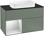 Тумба под раковину Villeroy & Boch Finion 100х50,1 см с подсветкой МДФ оливковый матовый лак/стекло черное матовое G242MTGM