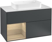 Тумба під раковину Villeroy & Boch Finion 100х50,1 см із підсвічуванням МДФ темно-синій матовий лак/скло біле матове G241PCHG