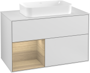 Тумба під раковину Villeroy & Boch Finion 100х50,1 см із підсвічуванням МДФ білий матовий лак/скло біле матове G241PCMT