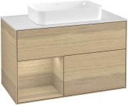 Тумба под раковину Villeroy & Boch Finion 100х50,1 см с подсветкой МДФ шпон дуба/стекло белое матовое G241PCPC