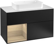 Тумба под раковину Villeroy & Boch Finion 100х50,1 см с подсветкой МДФ черный матовый лак/стекло белое матовое G241PCPD