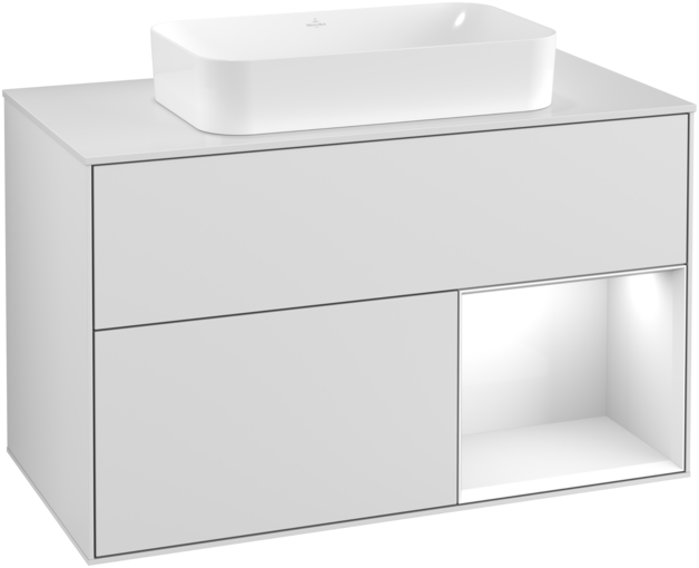 Тумба под раковину Villeroy & Boch Finion 100х50,1 см с подсветкой МДФ белый матовый лак/стекло белое матовое F251GFMT