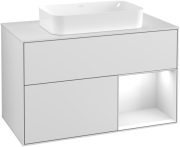 Тумба под раковину Villeroy & Boch Finion 100х50,1 см с подсветкой МДФ белый матовый лак/стекло белое матовое F251GFMT