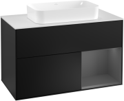 Тумба под раковину Villeroy & Boch Finion 100х50,1 см с подсветкой МДФ черный матовый лак/стекло белое матовое F251GKPD