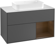 Тумба под раковину Villeroy & Boch Finion 100х50,1 см с подсветкой МДФ антрацит матовый лак/стекло белое матовое F251GNGK