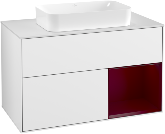 Тумба под раковину Villeroy & Boch Finion 100х50,1 см с подсветкой МДФ глянцевый белый лак/стекло белое матовое F251HBGF