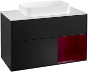Тумба під раковину Villeroy & Boch Finion 100х50,1 см із підсвічуванням МДФ чорний матовий лак/скло біле матове F251HBPD