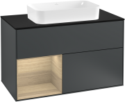 Тумба под раковину Villeroy & Boch Finion 100х50,1 см с подсветкой МДФ темно-синий матовый лак/стекло черное матовое G242PCHG