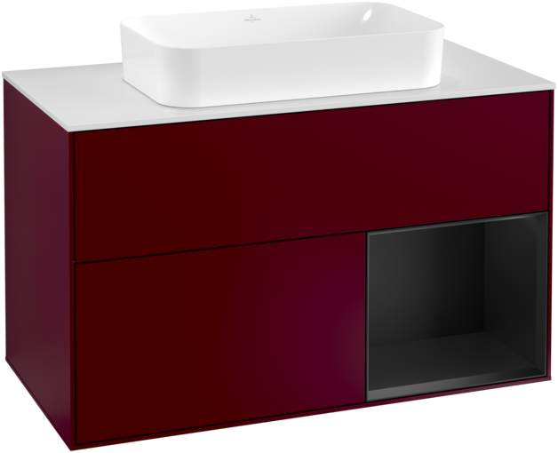 Тумба под раковину Villeroy & Boch Finion 100х50,1 см с подсветкой МДФ пион матовый лак/стекло белое матовое F251PDHB
